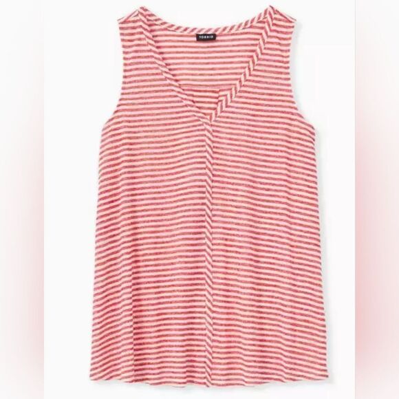 $5 Item! GUC Torrid 4X Knit Red and White Striped Jersey Swing Tunic Tank - Picture 1 of 10